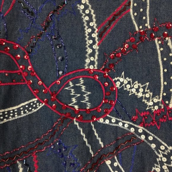 Vintage Anage Womens Suit Jacket Beaded Embroidered Sequins Red White Blue L - Picture 8 of 15